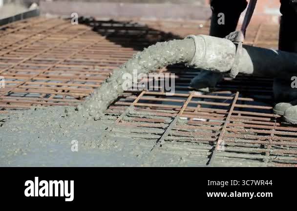 Curated visual reference: Wet Slab Construction Penthouse Reference: Close Up Of Concrete Being Poured From Industrial Hose Onto