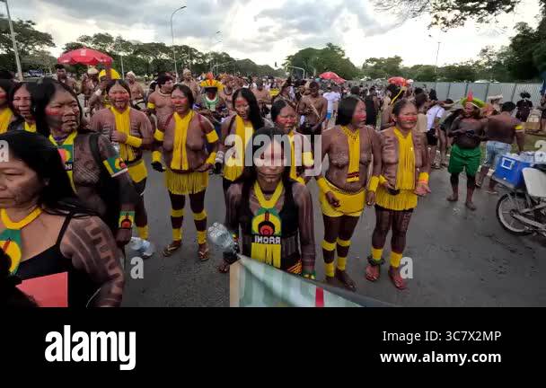 Brasilia DF Brazil, April 10 2025 Typical Indigenous Indians Women from ...