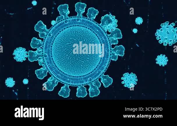 Looped animation of floating virus particles in digital 3D style ...