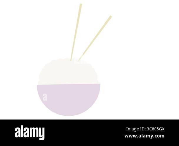 A simple looping animated bowl of rice with chopsticks Stock Video ...