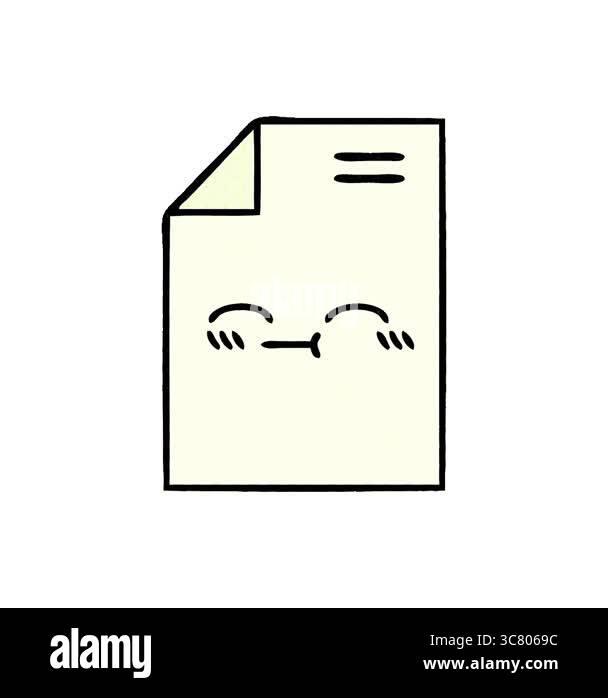 A simple looping animated comic book style cartoon of a sheet of paper ...