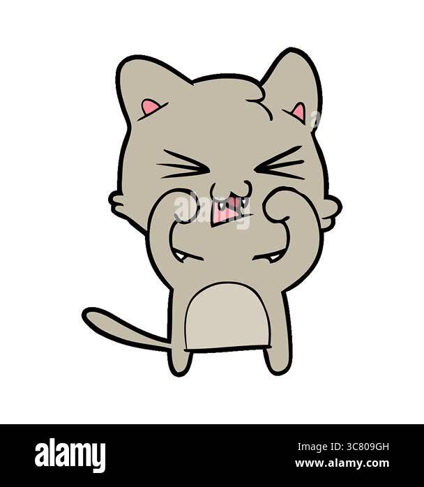 A simple looping animated cartoon cat hissing Stock Video Footage - Alamy