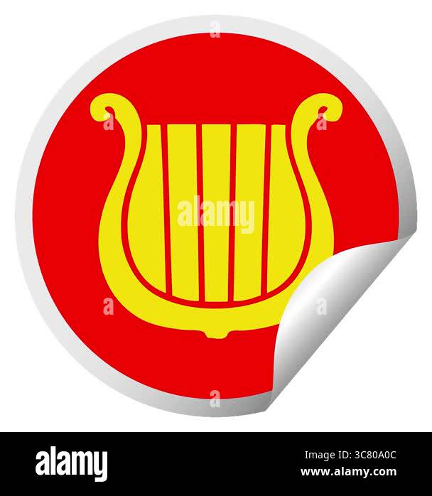 A simple looping animated circular peeling sticker cartoon of a golden ...