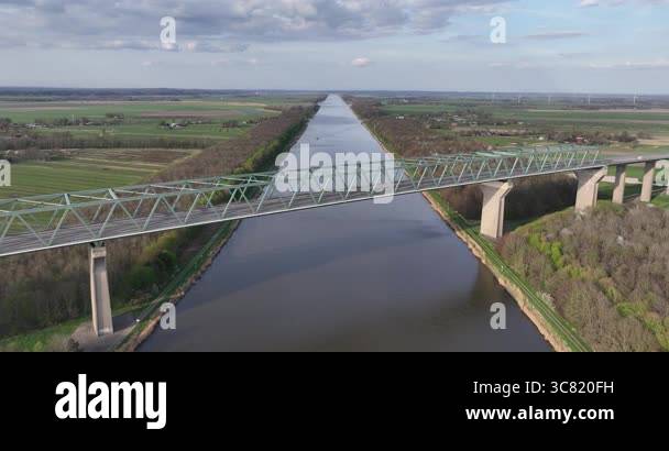 Brunsbuttel High Bridge, highway bridge over the Kiel canal in Germany ...