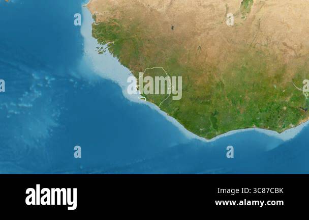 Sierra Leone Map Extract Border Satellite Labels Stock Video