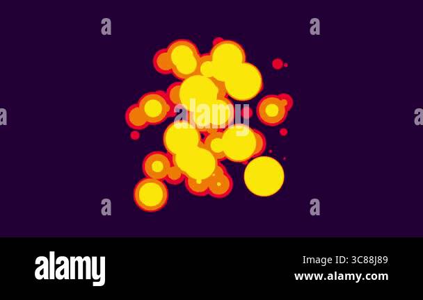 A cluster of bright orange and yellow explosions on a dark background ...