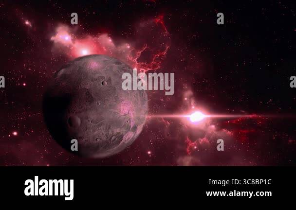 Red Ringed Planet with Glowing Atmosphere - Futuristic Space Wallpaper ...