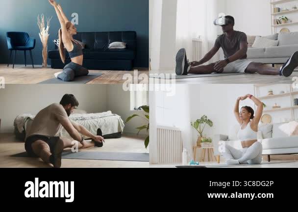 A collection of individuals performing different workout routines in ...