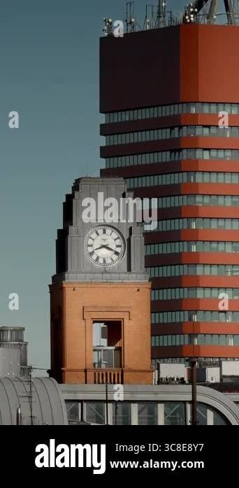 Timelapse Clock Tower Modern City Skyline Urban Architecture Fast Time ...