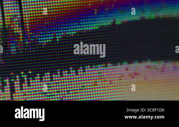 VHS noise. Digital glitch. Shattered glass TV screen crack with color ...