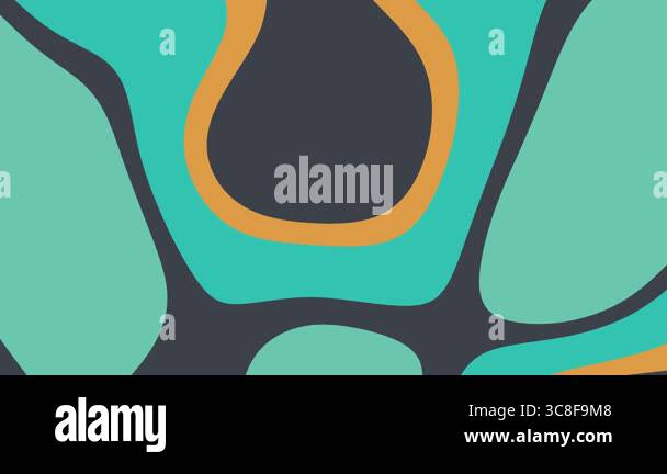 Abstract liquid background with turquoise green and orange colors ...