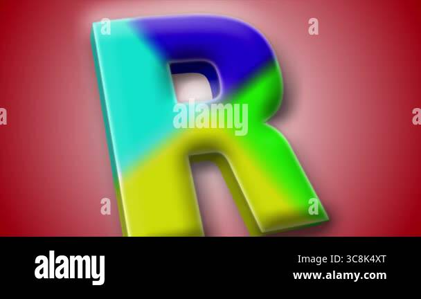 Cool Letter R Animation Bright and playful 3D animation of letter 'R' with lively movement and ...