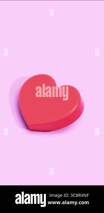 Red heart spinning in seamless 3d animation with smooth motion in 4k ...