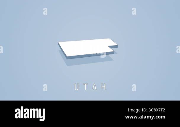 Minimal 3D isometric map of the state of Utah rotating around its axis ...