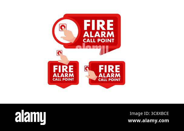Call Help Fire Animation Animated hand activating fire alarm call point, isolated on white and ...