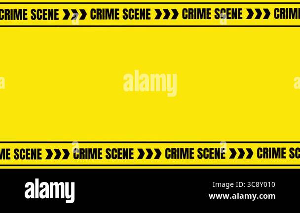 A horizontal yellow tape with repeating 'CRIME SCENE' text and caution ...