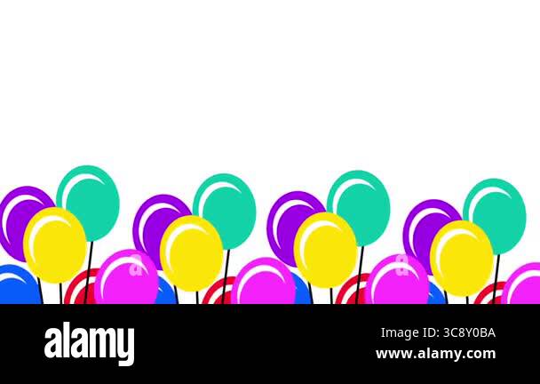 Multiple balloons rise in a wave-like motion on a white background ...