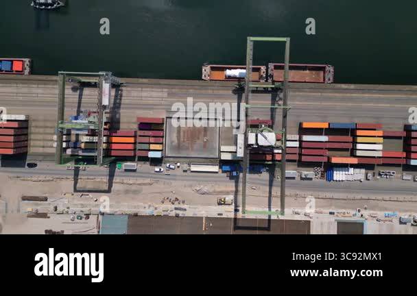 Container Loading Creative Shot Container terminal logistic ship loading and unloading of import and ...