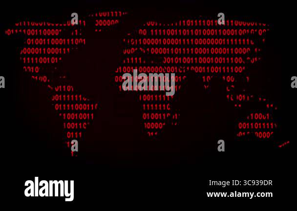 World map binary code numbers changing 0 or 1 Continents on a binary ...