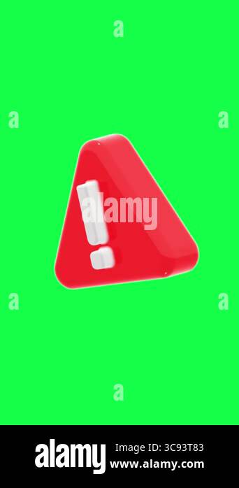 Warning Triangle Animation 4K 3D animation of a red warning triangle with exclamation mark on ...