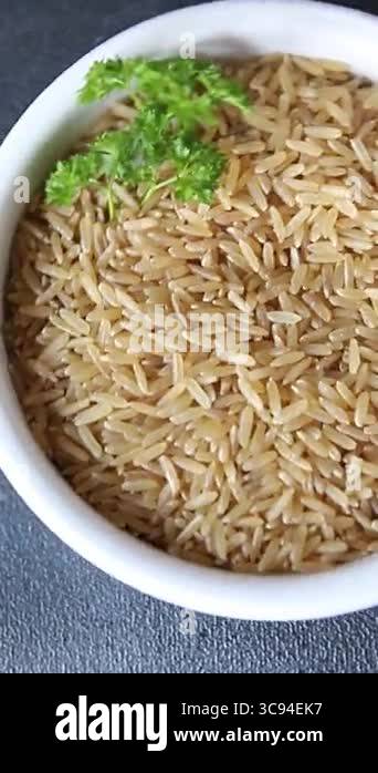 Brown rice whole grain cereal product superfood fresh tasty food ...