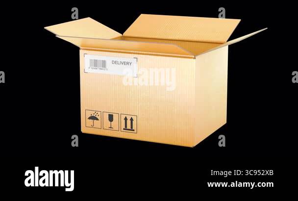 Opened empty parcel. 3D Video Animation, Seamlessly Loopable. 3D ...