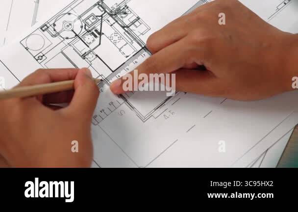 Video of clever architect or smart engineer using measurement tool and ...