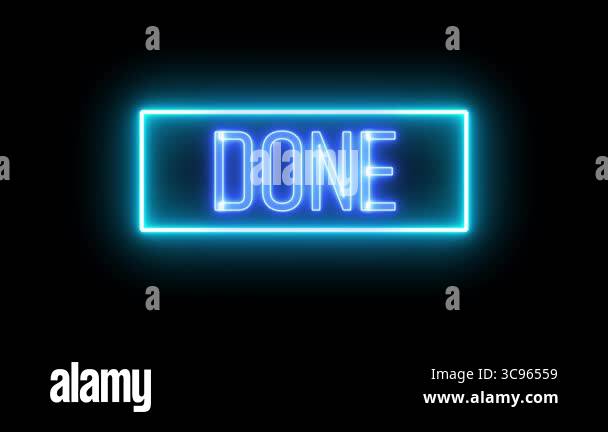 Glowing done message animation on black background. Perfect for ui ux ...