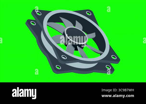 Isometric computer fan animation. Computer fan cooler. Isometric of PC ...