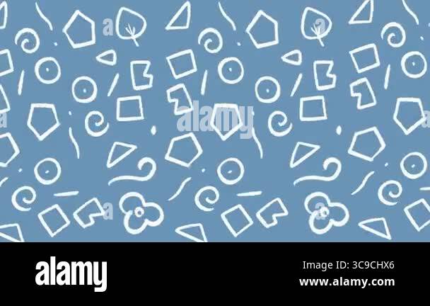 Abstract white object lines pattern animation on blue background. Stock ...