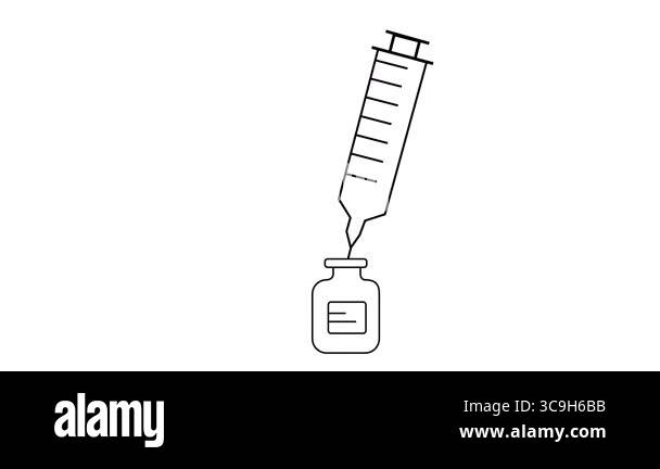 Medicine injection line animation with syringe icon. Clean animated ...