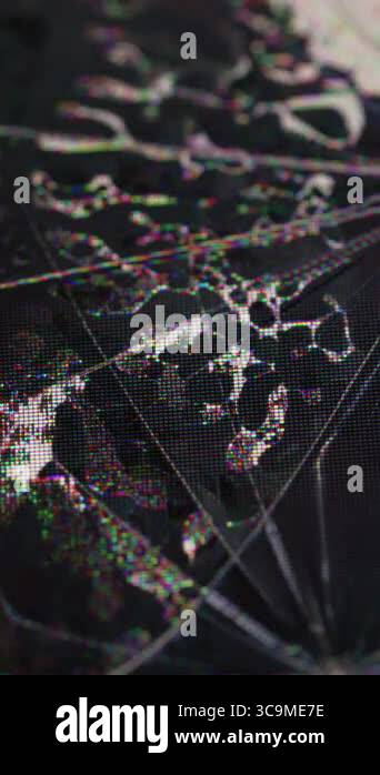 Vertical video. Breakdown screen. Damage error. Black liquid spreads ...
