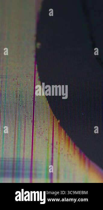 Vertical video. Broken television. Display defect. Overlay glitch crack ...