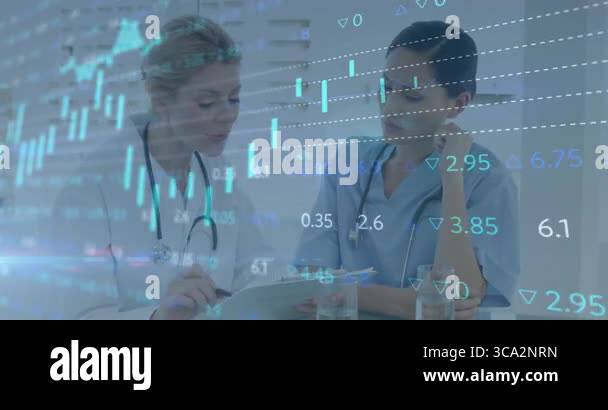doctor and nurse reviewing patient chart in hospital office, showing ...
