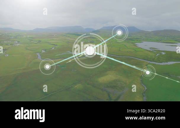 Digital network overlay showing circular nodes linking glowing lines ... - Designing Rural Network Infrastructure