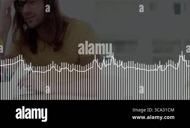 designer sketching notebook at desk, featuring animated bar chart and ...