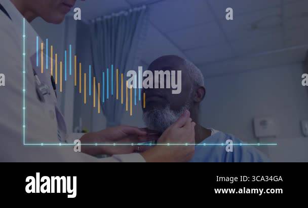 Female doctor palpating patient in clinic, displaying animated bar ...