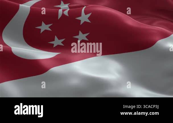 Singapore Waving Flag in Seamless Loop 3D Realistic Animation of the ...