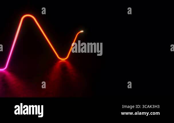 Abstract glowing neon line. Futuristic animation of a colorful waveform ...
