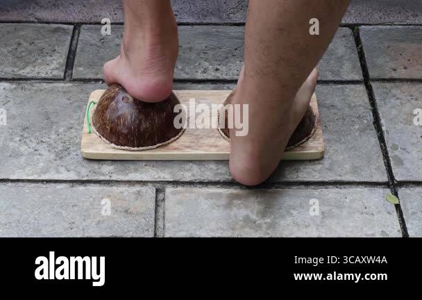 Achilles tendon stretch and manage plantar fasciitis using coconut ...