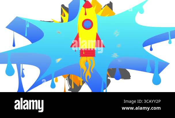 Rocketship Graffiti tag animation. Abstract modern street art video ...