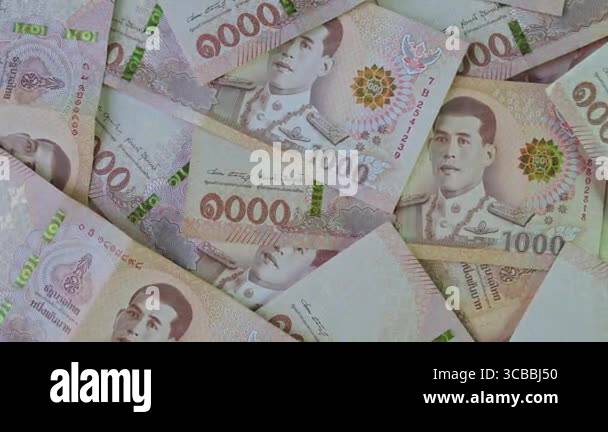 money banknote thai baht, pile of one thousand thai baht banknotes ...