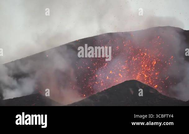 Eruption from vent of Pico do Fogo volcano, Fogo, Cape Verde Stock ...