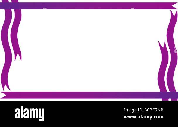 swaying purple ribbon frame animation on horizontal white screen and ...