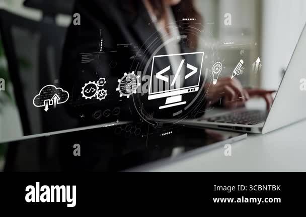 Modern Web Development Concept Featuring Coding Symbols Web