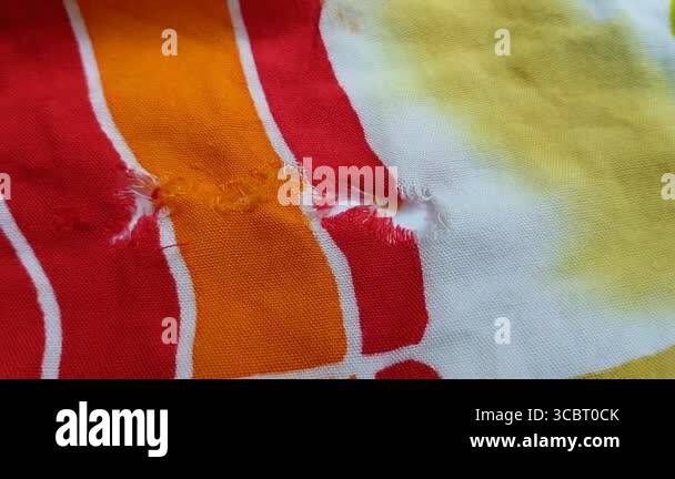 torn and damaged fabric with holes. texture effect Stock Video Footage