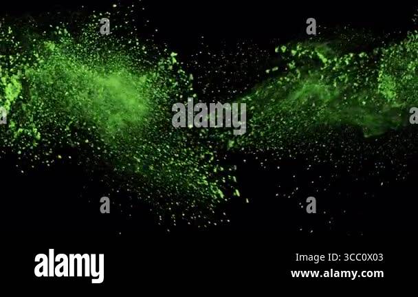 Super Slow Motion Shot of Matcha Powder Throwed Towards on Black ...