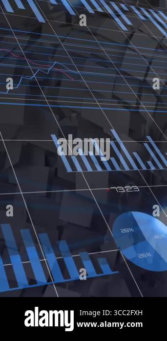 Animation of statistics and data processing over grid. global finances ...