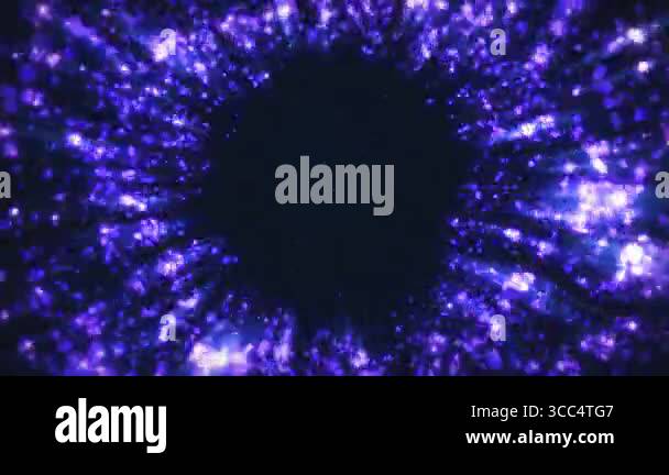 Abstract motion background features glowing particles radiating from ...