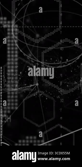 Animation of mathematical equations over dna structure and hexagonal ...